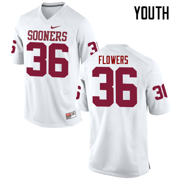 Youth Oklahoma Sooners #36 Dimitri Flowers College Football Jerseys Game-White - Click Image to Close